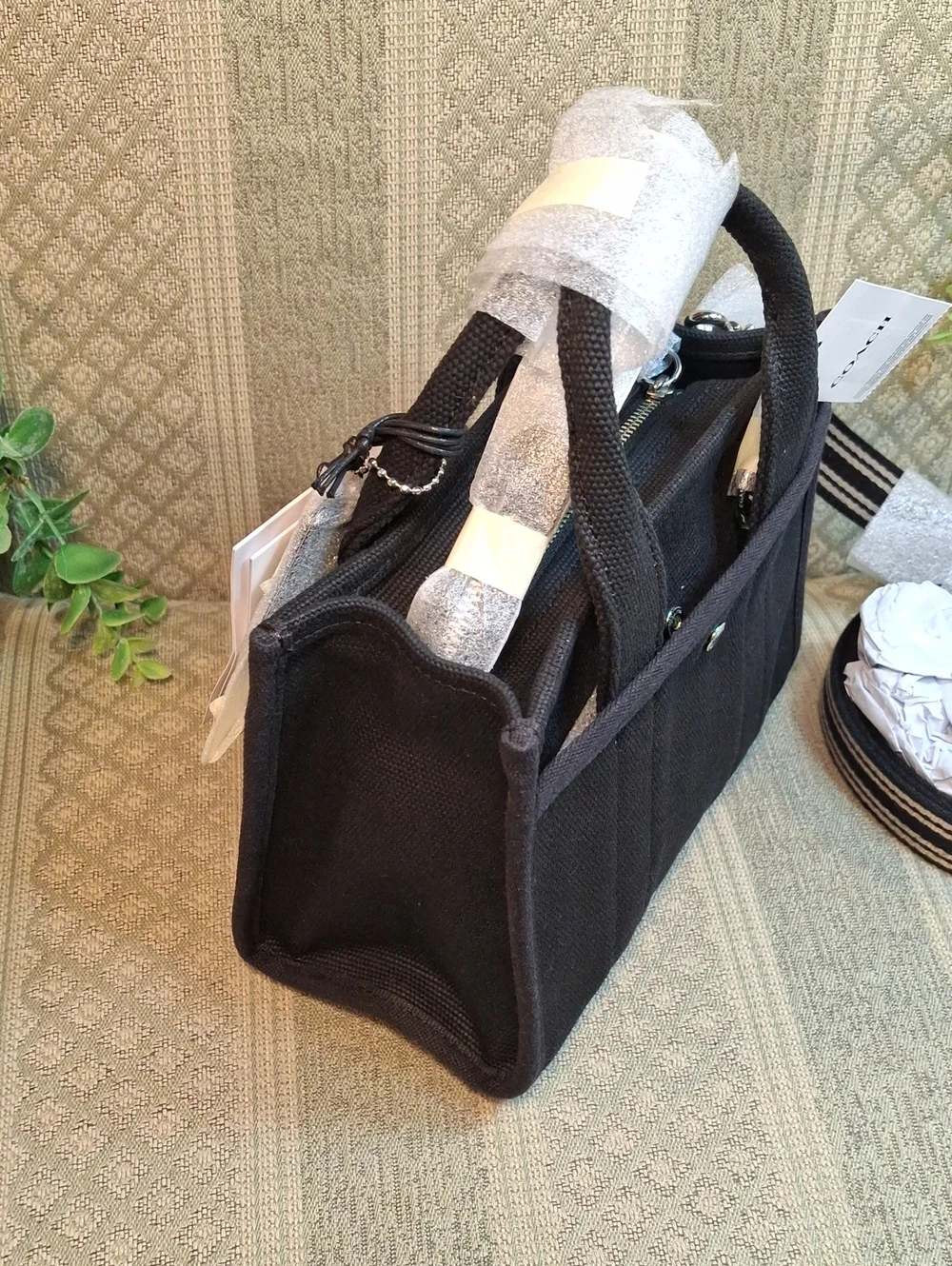 Coach Mini Cargo Tote In Black Canvas